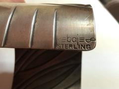 1950s Sterling REBAJES Cuff Bracelet Modernist Leaves Design