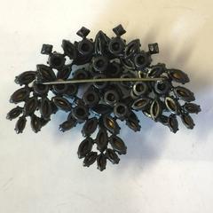 1950s SCHREINER Heraldic Style Open Work Foil back Rhinestone Brooch Pin