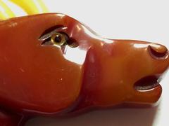 1930s Unusual Bakelite Antelope Figural Pin/Brooch Celluloid Amazing Antlers