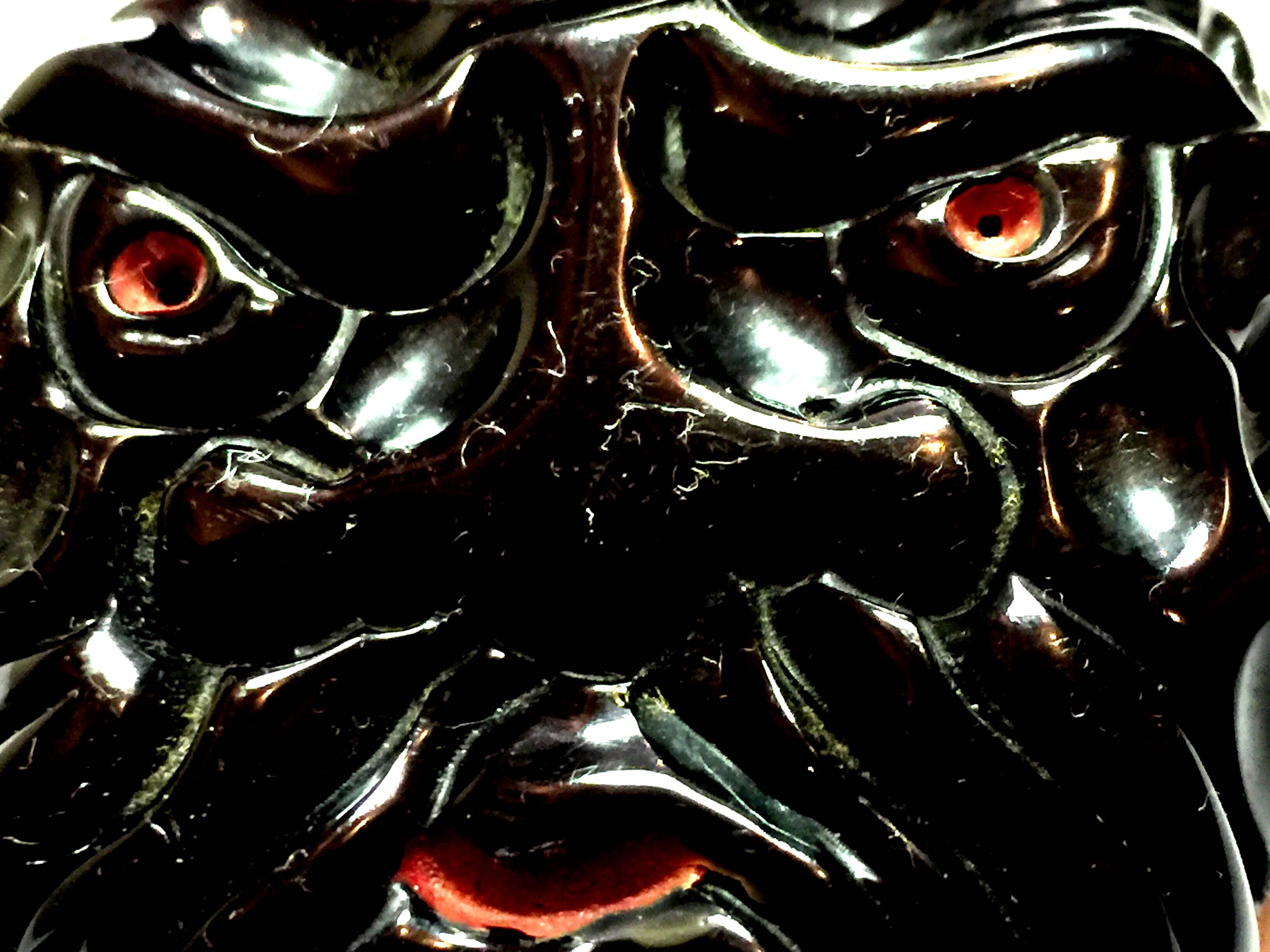 Art Deco 1930s Unusual Black Carved Bakelite TIKI ANGRY GOD Brooch/Pin For Sale