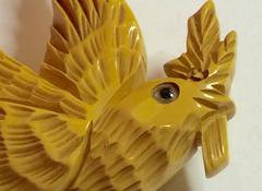 1930s Bakelite Dove with Olive Branch Bird Brooch Pin