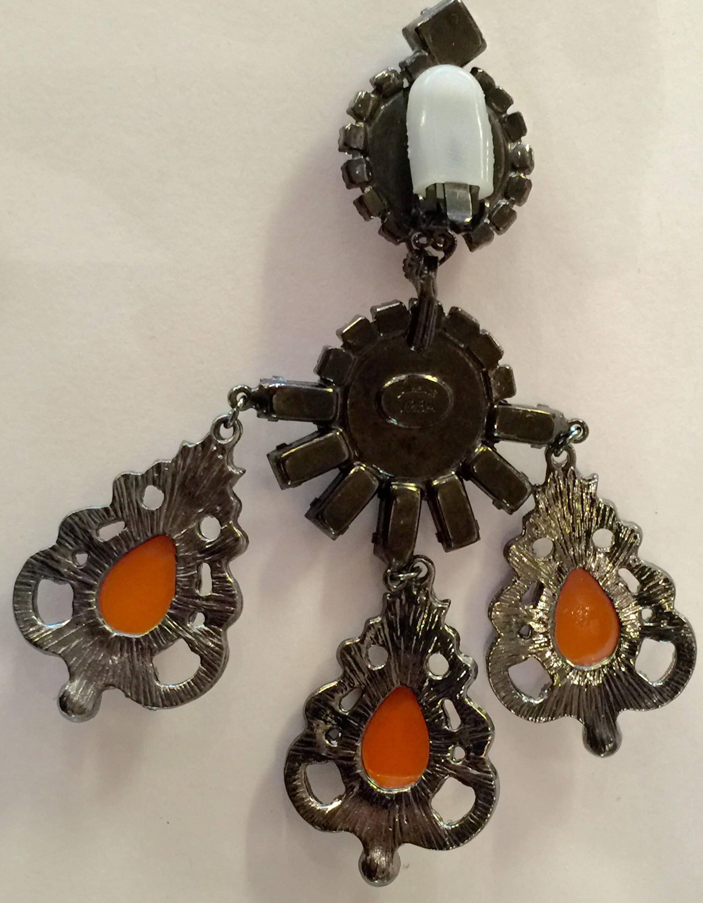 21st Century Lawrence Vrba Mammoth Coral and Tangerine  Drop Earrings In Excellent Condition In Palm Springs, CA