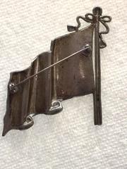 Classic RETRO 1940s Rhodium and Enamelled American USA Unfurled Flag Brooch Pin