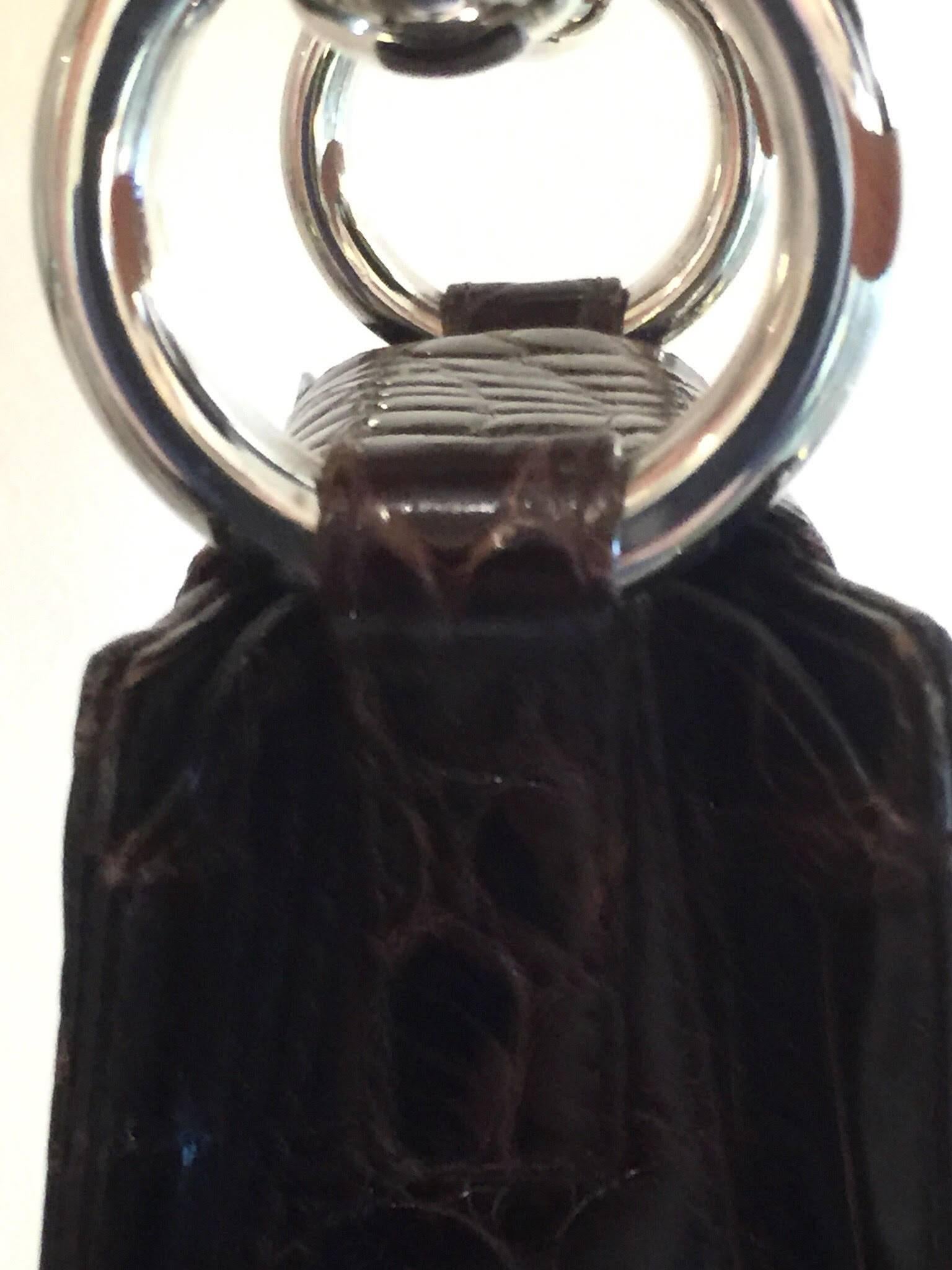 Women's RARE Gianfranco FERRE Crocodile Purse Handbag Amazing Sterling Silver Handle For Sale