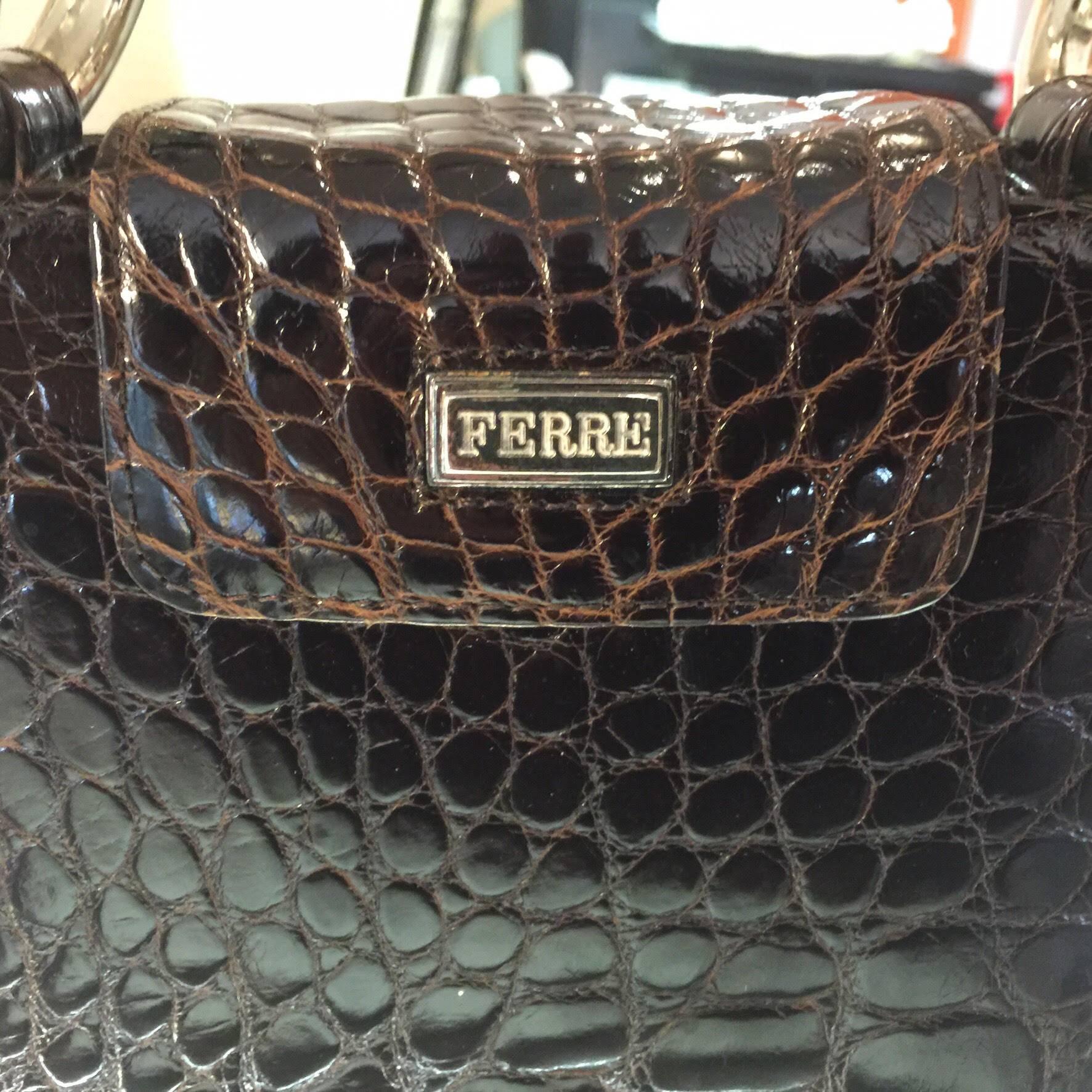 RARE Gianfranco FERRE Crocodile Purse Handbag Amazing Sterling Silver Handle For Sale 2