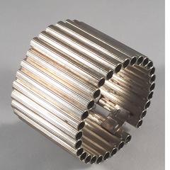 1970s William deLillo Silvertone Tubular Modernist Hinged Bracelet
