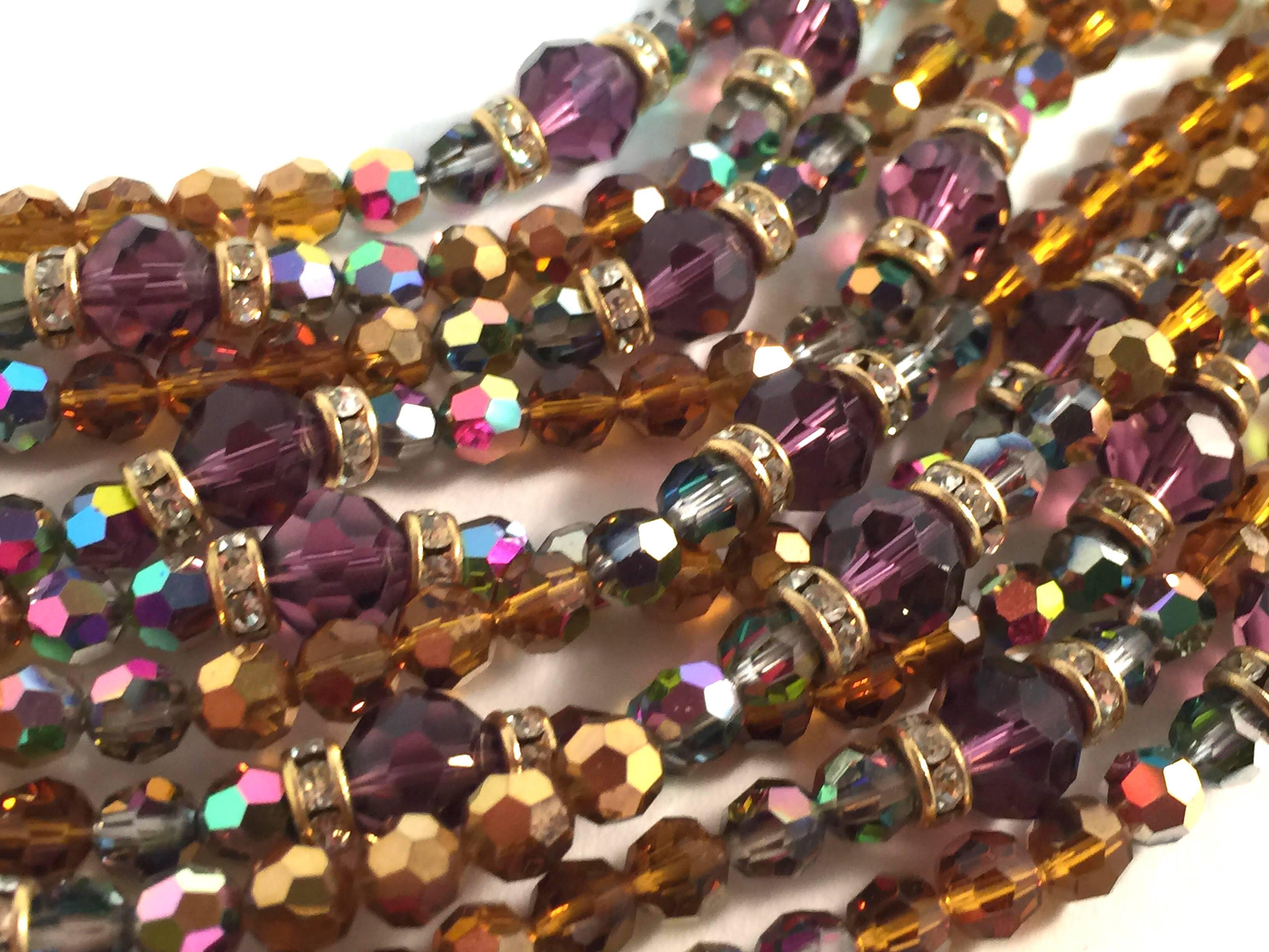 William deLillo 1970s Dazzling 10-strand Multicolor Crystal Rondelle Bracelet For Sale 2