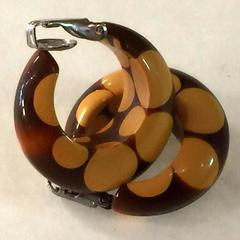 1930s Random Dot Bakelite Small Hoop Clip-on Earrings