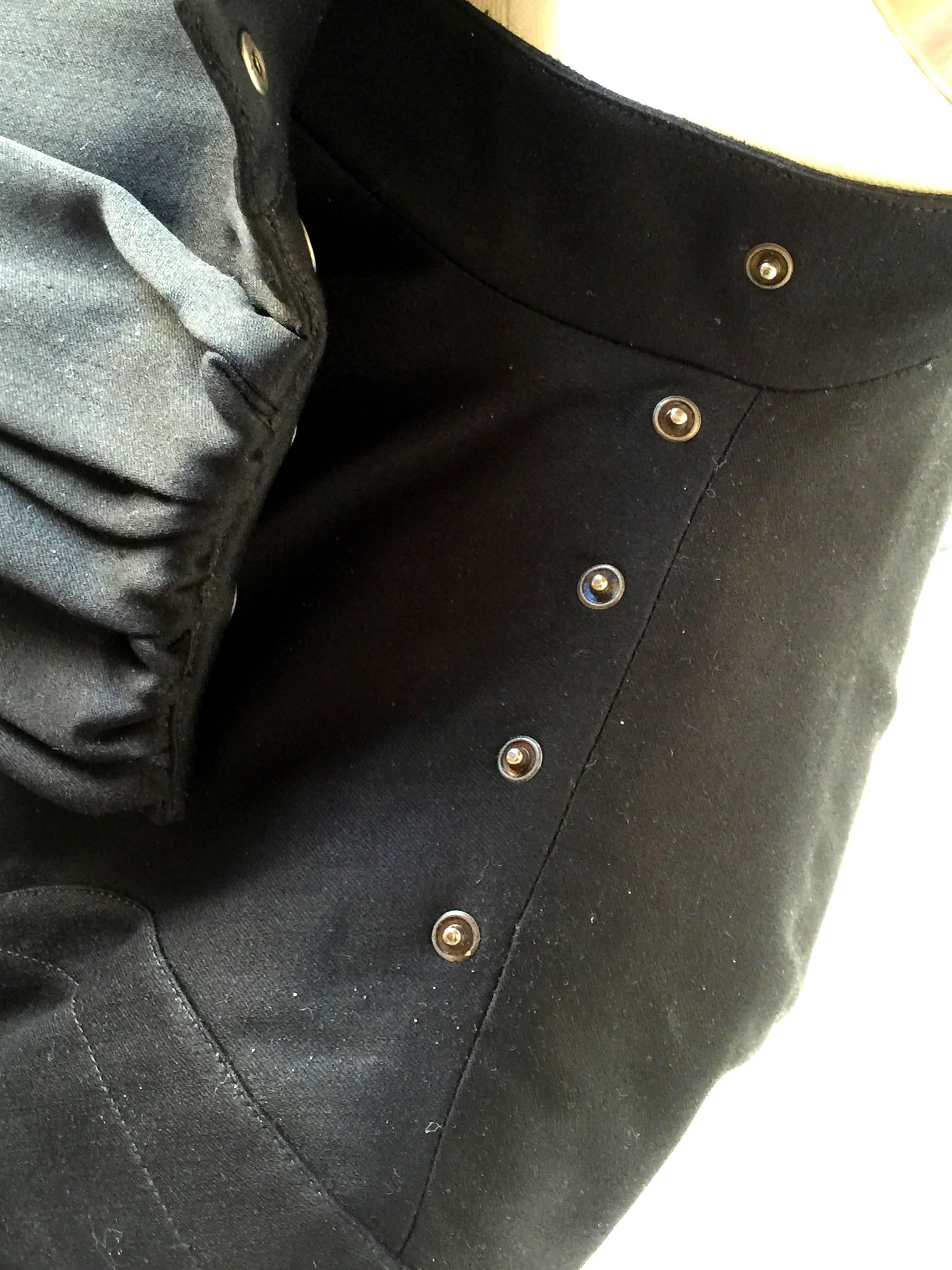 Thierry Mugler Black Belted Asymetrical Snap Front Gabardine Jacket 3