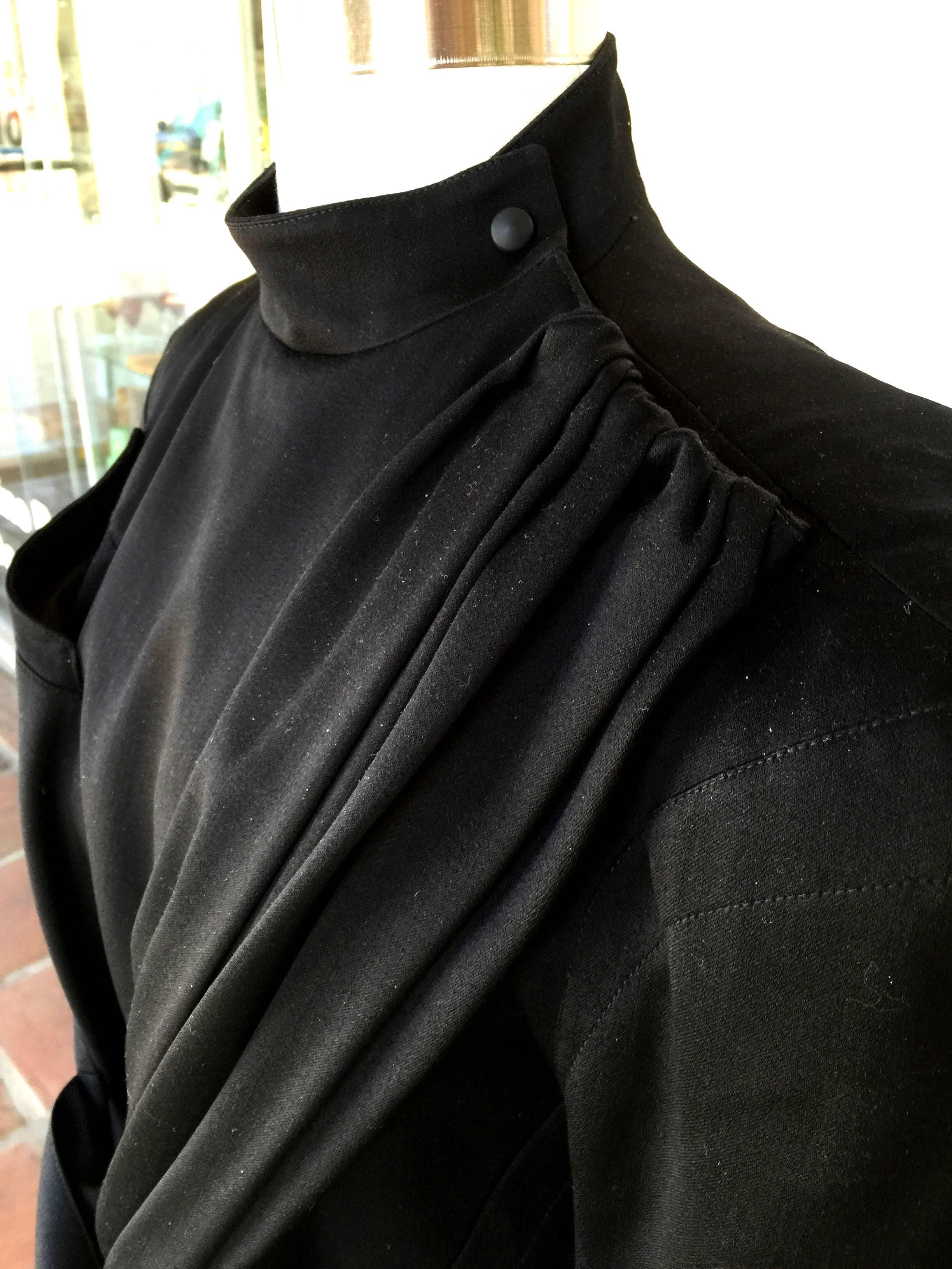 Thierry Mugler Black Belted Asymetrical Snap Front Gabardine Jacket 1