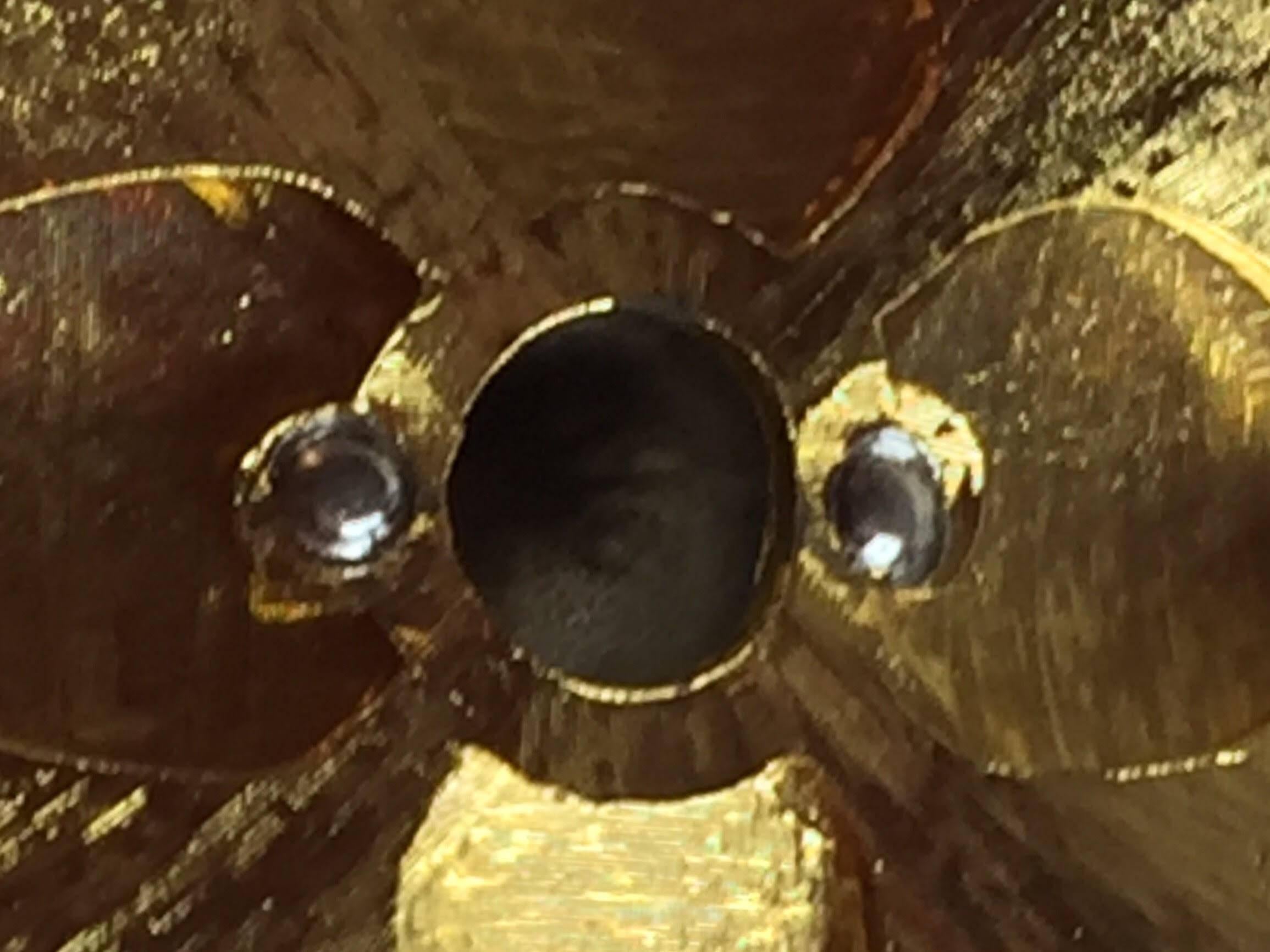 Jomaz Modernist Quatrefoil Sunburst Goldtone Diamante Aqua Cabochon Brooch Pin  1