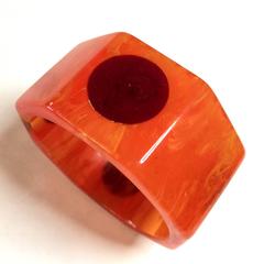 1980s Vintage Artisan Bakelite Octagonal DOT Bangle Bracelet
