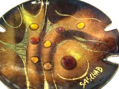Sascha Brastoff Modernist Biomorphic Enamelled Metal Ashtray/Pin Dish
