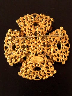 Luxe MIRIAM HASKELL Intricate Intelocking Baroque Pearl Iron Cross Brooch/Pin