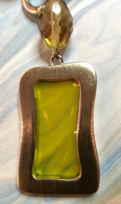 Givenchy Faceted Amber Bead Necklace with Poured Glass Rectangle Pendant