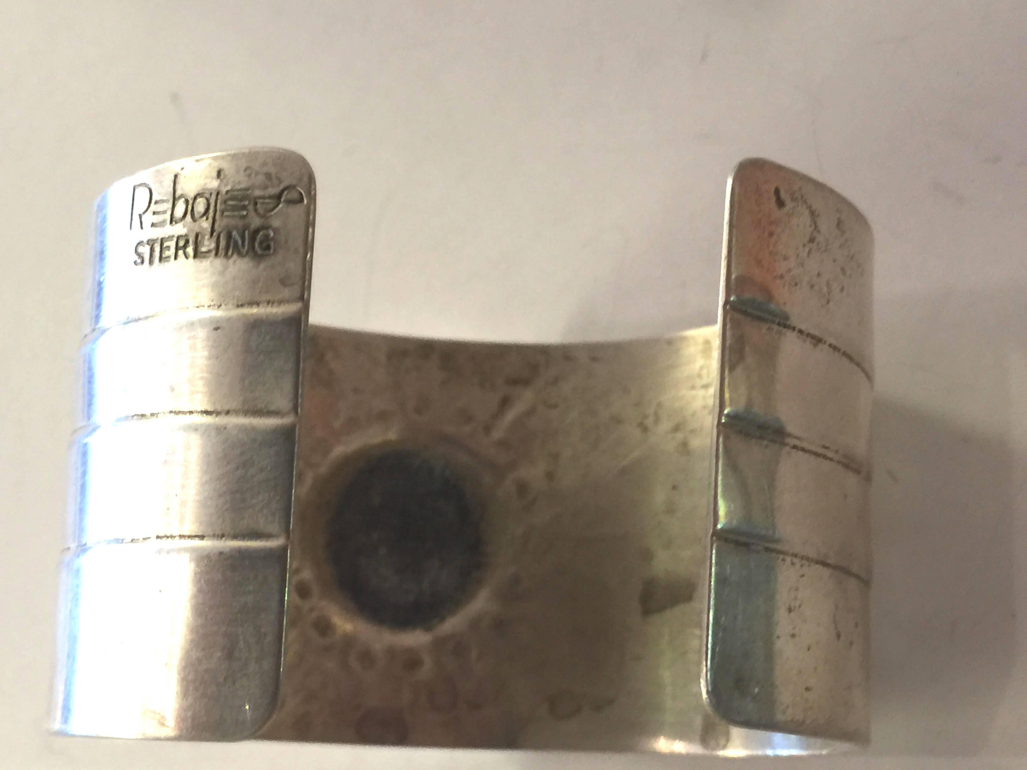 Francisco REBAJES Sterling Silver Modernist Cuff Bracelet In Excellent Condition For Sale In Palm Springs, CA