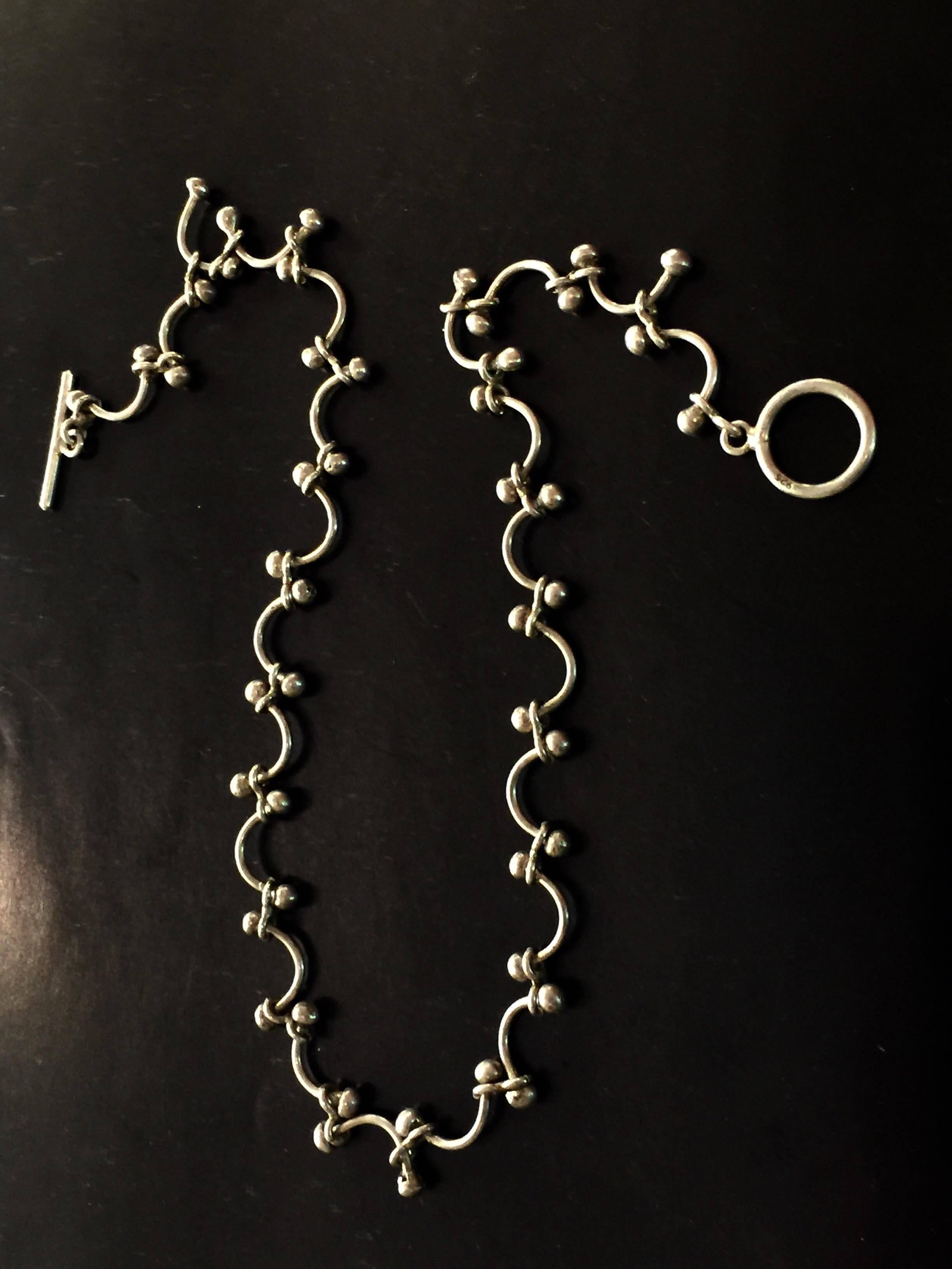 Brutalist Sterling Silver Chain necklace In Excellent Condition For Sale In Palm Springs, CA