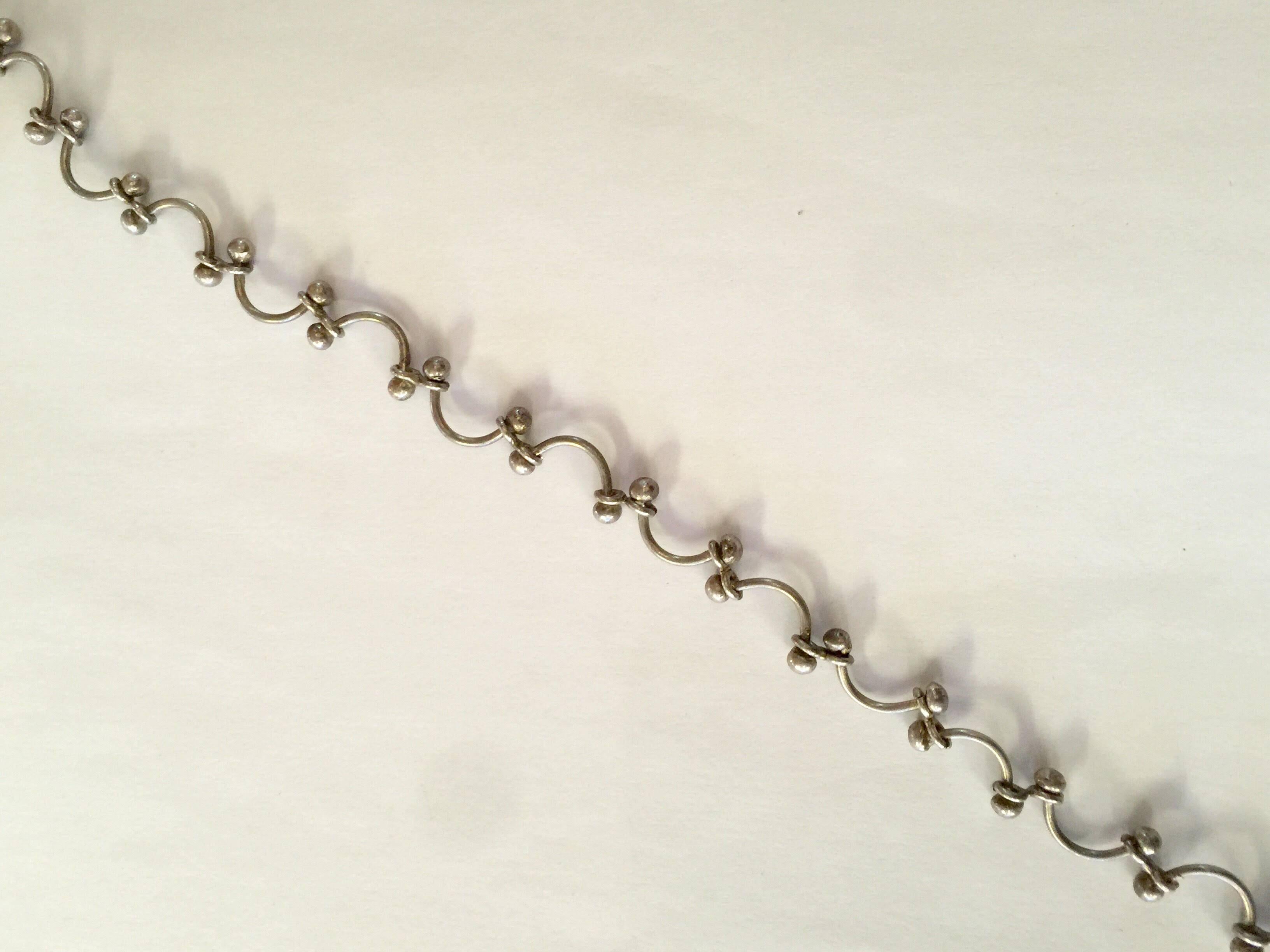Modernist Brutalist Sterling Silver Chain necklace For Sale