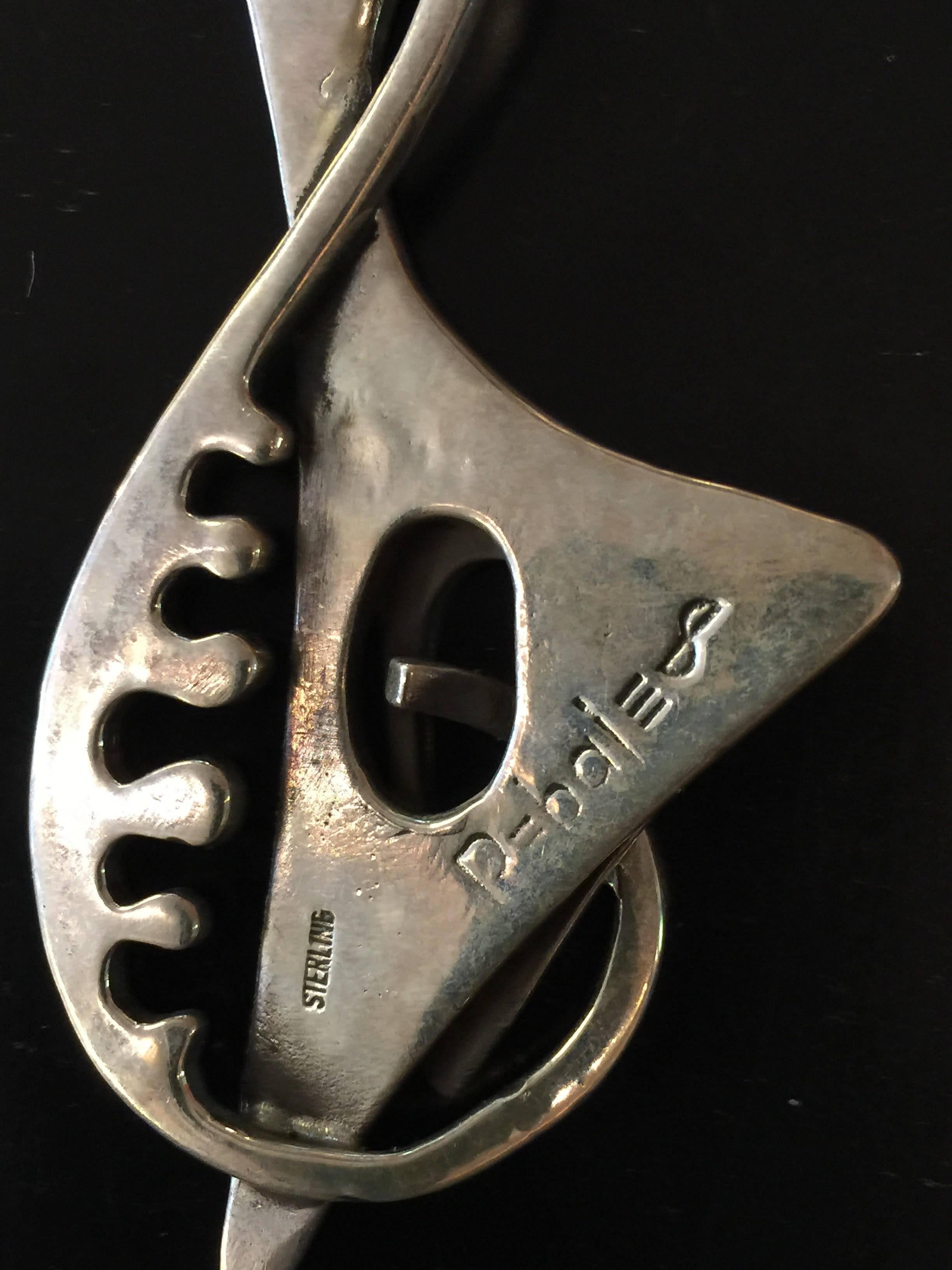 REBAJES Sterling Modernist Biomorphic Pendant for Necklace In Excellent Condition For Sale In Palm Springs, CA