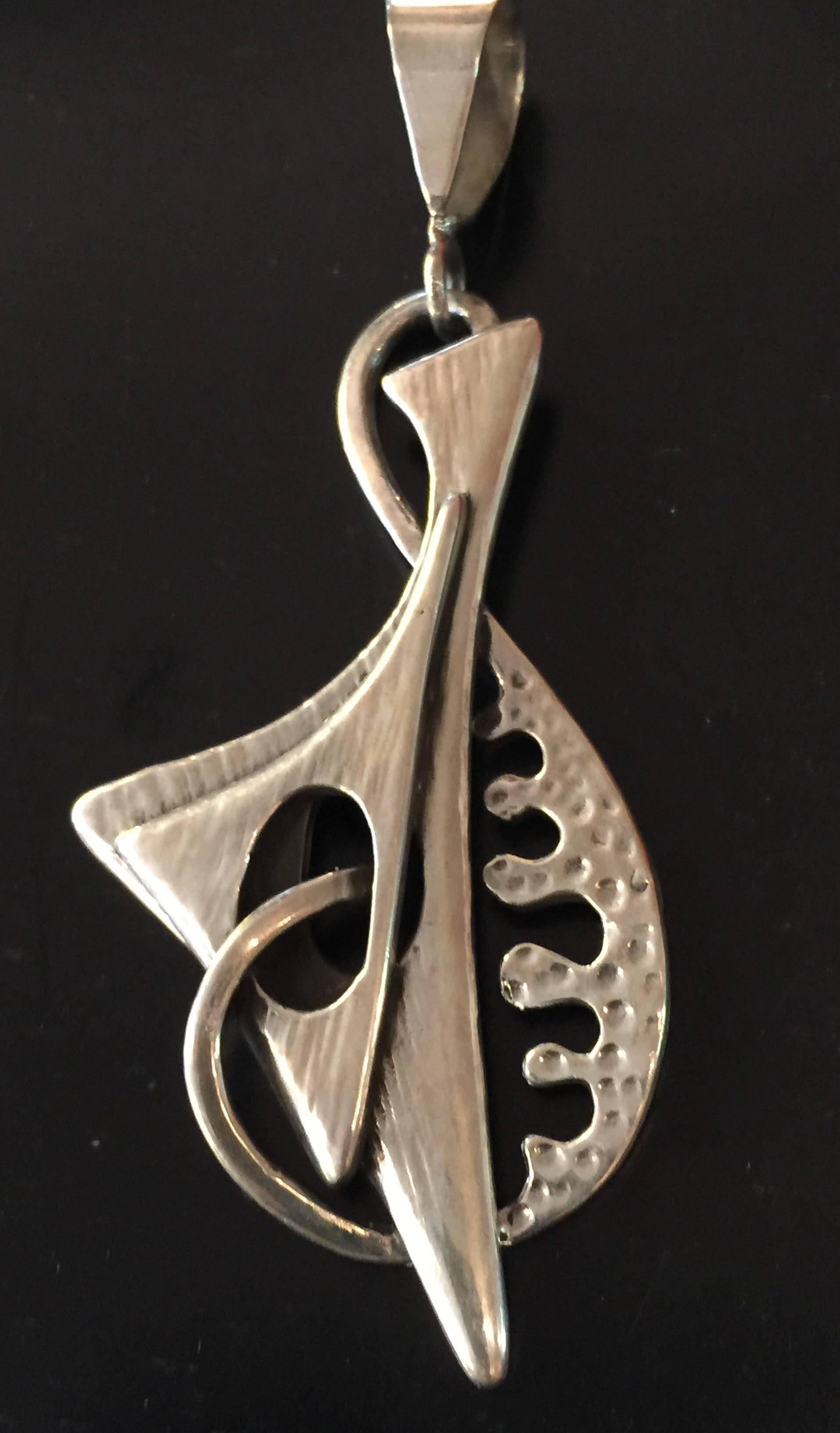 Women's or Men's REBAJES Sterling Modernist Biomorphic Pendant for Necklace For Sale