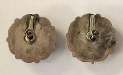 Mexican Sterling LEY Onyx Round Screwback Earrings