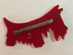 1930s RED Bakelite Scotty Dog Brooch Pin