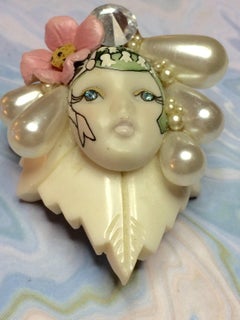 WENDY GELL 1980s Fantasy Flapper Brooch Pin