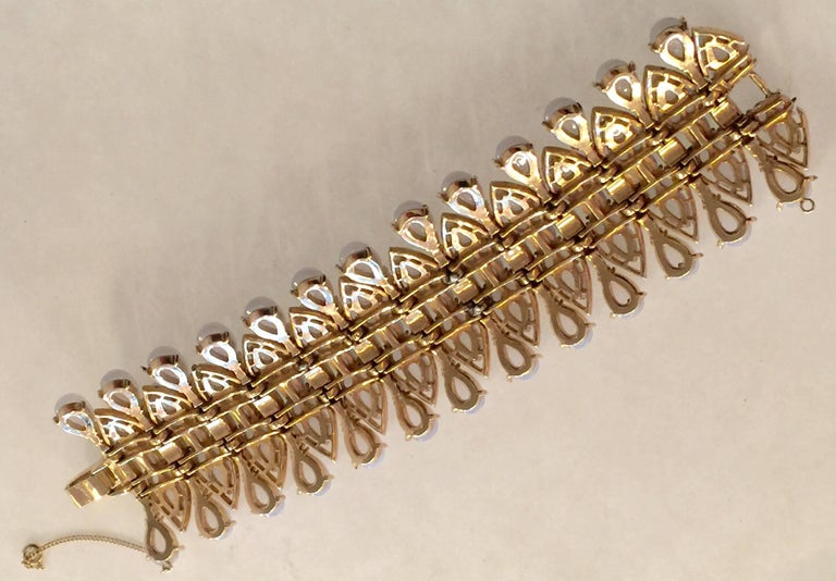 TRIFARI 1960s Faux Moonstone and Diamante Cocktail Link Bracelet For ...