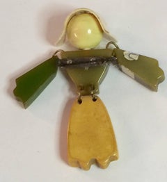 1930s Bakelite Articulated Figural Red Cross Nurse Brooch Pin