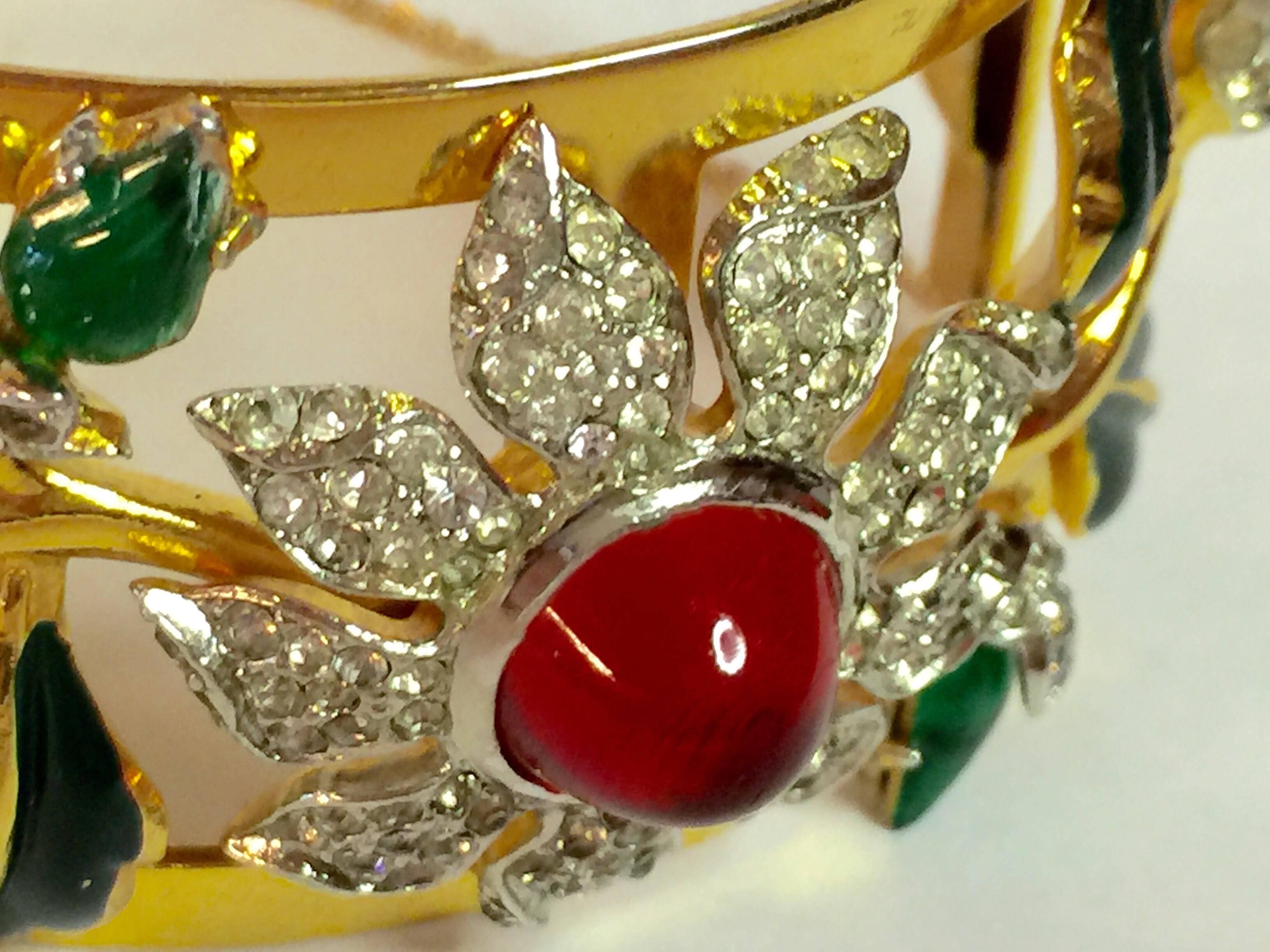 CoroCraft Sterling Carmen Miranda Bracelet with Diamante and Gem Tone Cabochons 3