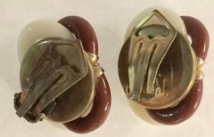 Archimede Seguso for CHANEL Caramel Ivory Glass & Diamante Clip On Earrings