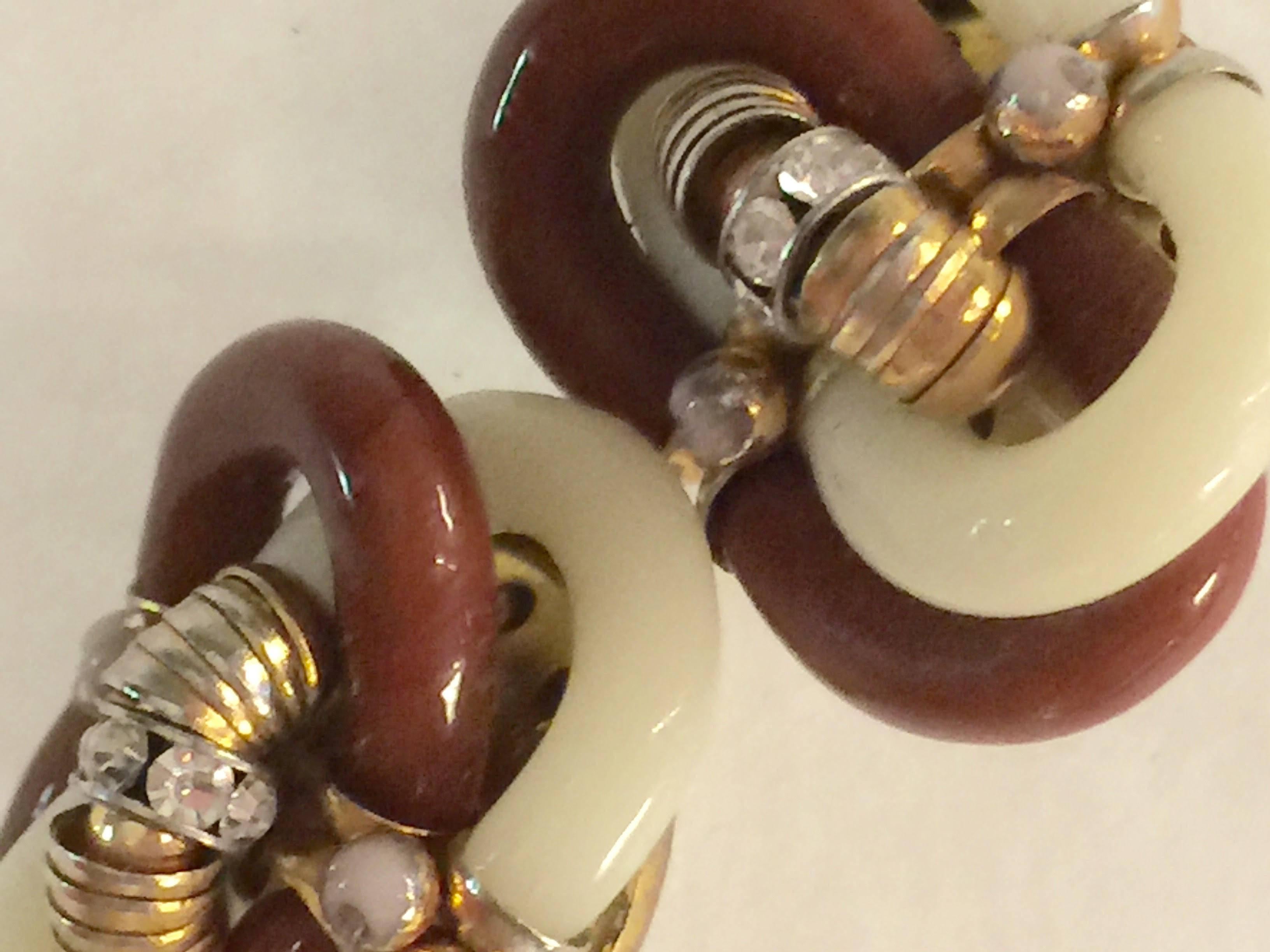 Women's Archimede Seguso for CHANEL Caramel Ivory Glass & Diamante Clip On Earrings For Sale