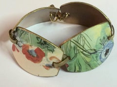 Artisan Copper Floral Enamel Panelled Link Bracelet