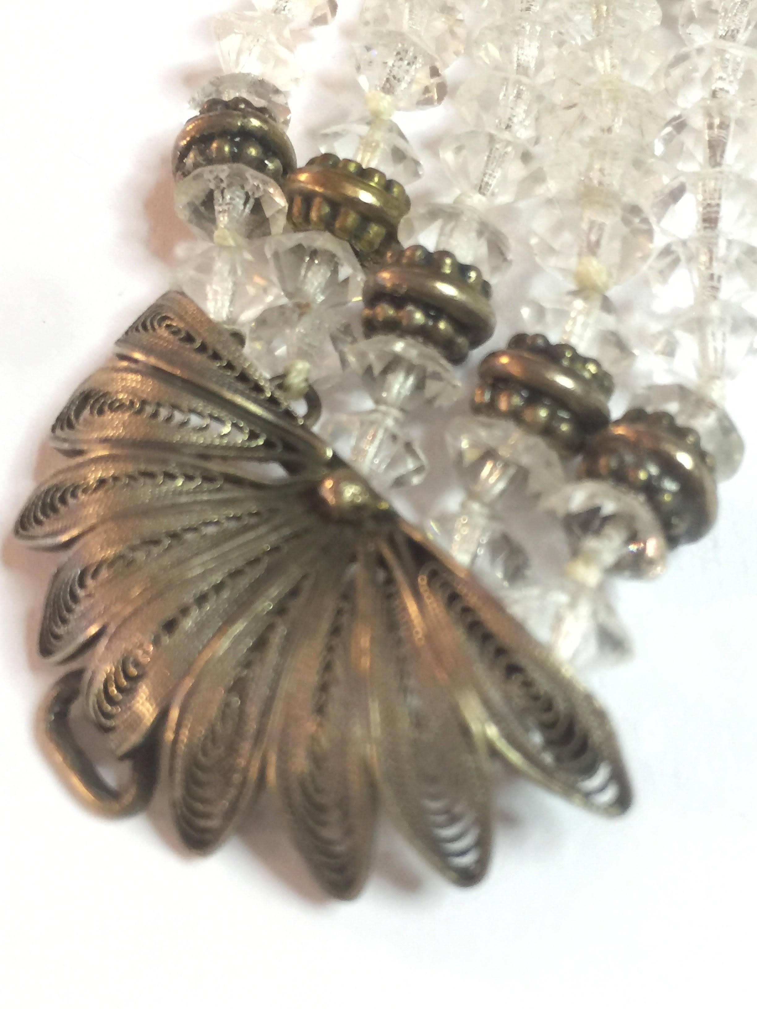 4 Strand Vermeil Filigree French Cut Crystal Bead Bracelet  In Excellent Condition For Sale In Palm Springs, CA