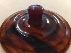 1930s Art Deco Tortoise Bakelite Machine Age Covered Powder Jar Box