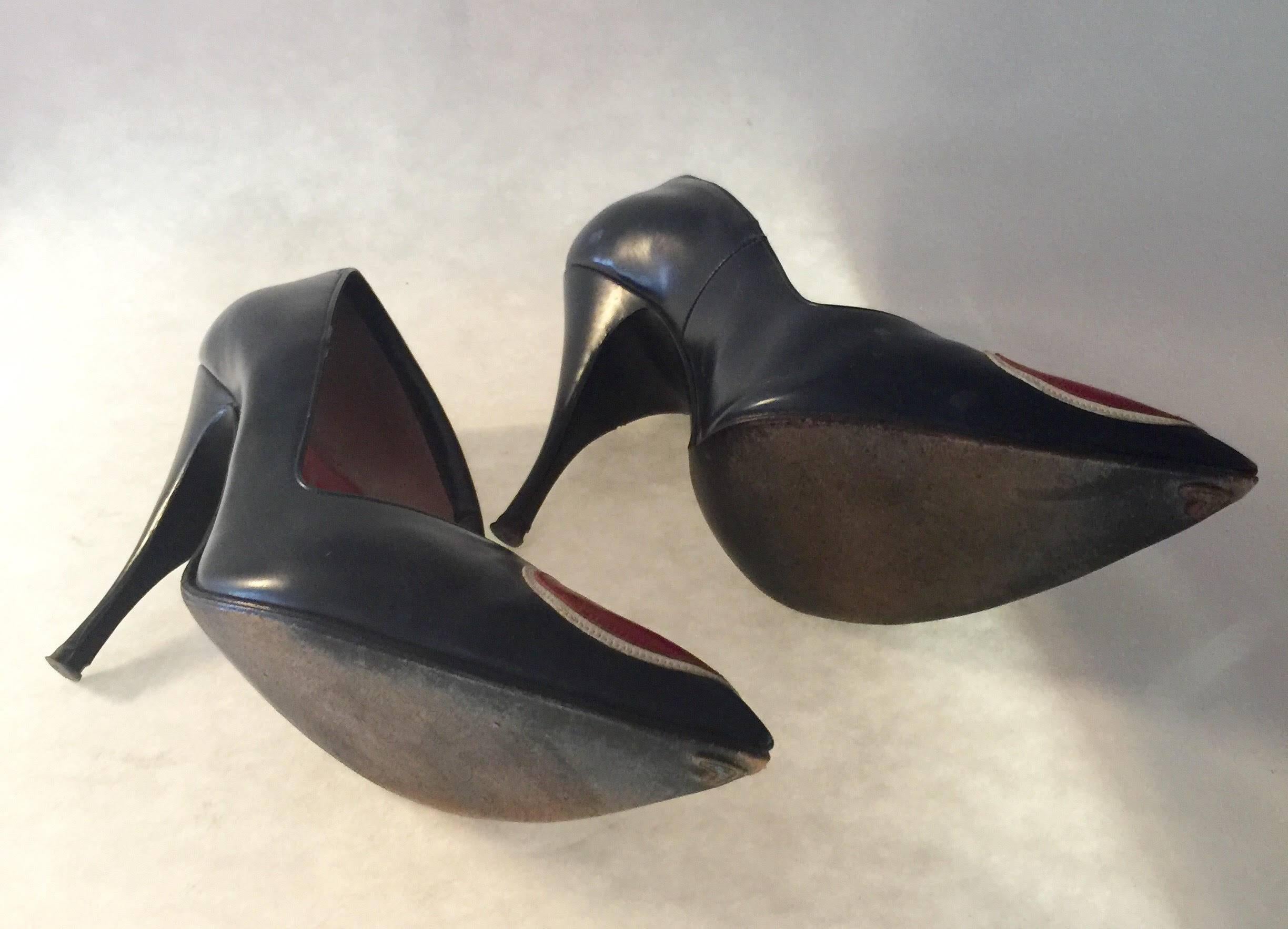 Herbert Levine 1960's Black/Red Target Geometric Pointed Toe Stilettos Size 6 For Sale 2
