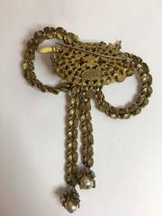 MIRIAM HASKELL Goldtone Montee and Baroque Pearl Bow Brooch