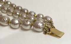 1960's MIRIAM HASKELL Baroque Pearl and Montee Rhinestone 3-strand Bracelet