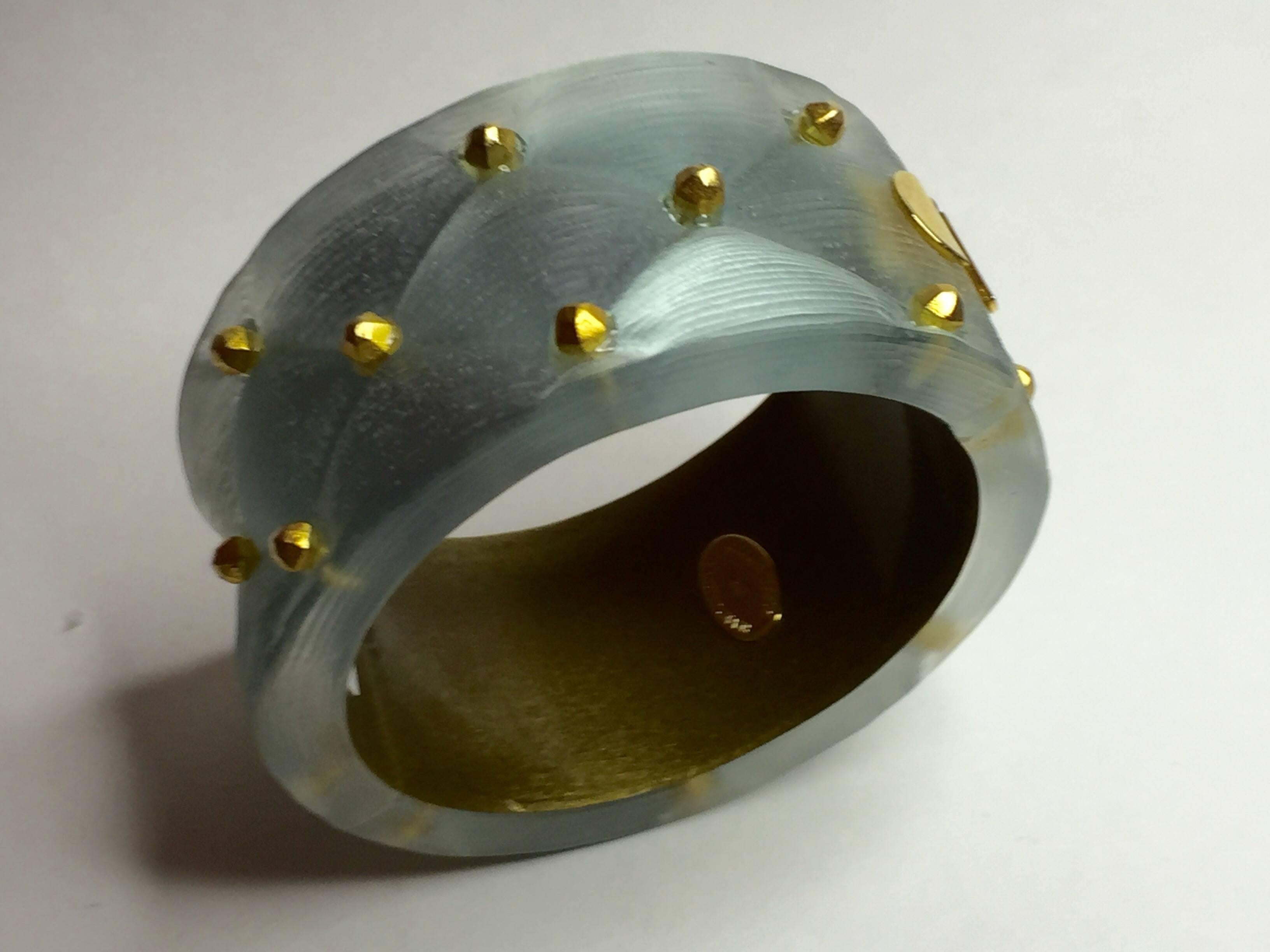 21st Century Frosted Acrylic and Brass Hinged Bracelet by Alexis Bittar 1