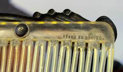 1960s PAIR Mexican Celluloid and Sterling Silver Hair Combs