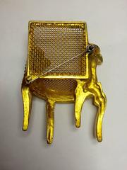 1990s KARL LAGERFELD Armchair Bergere Matte Goldtone Brooch