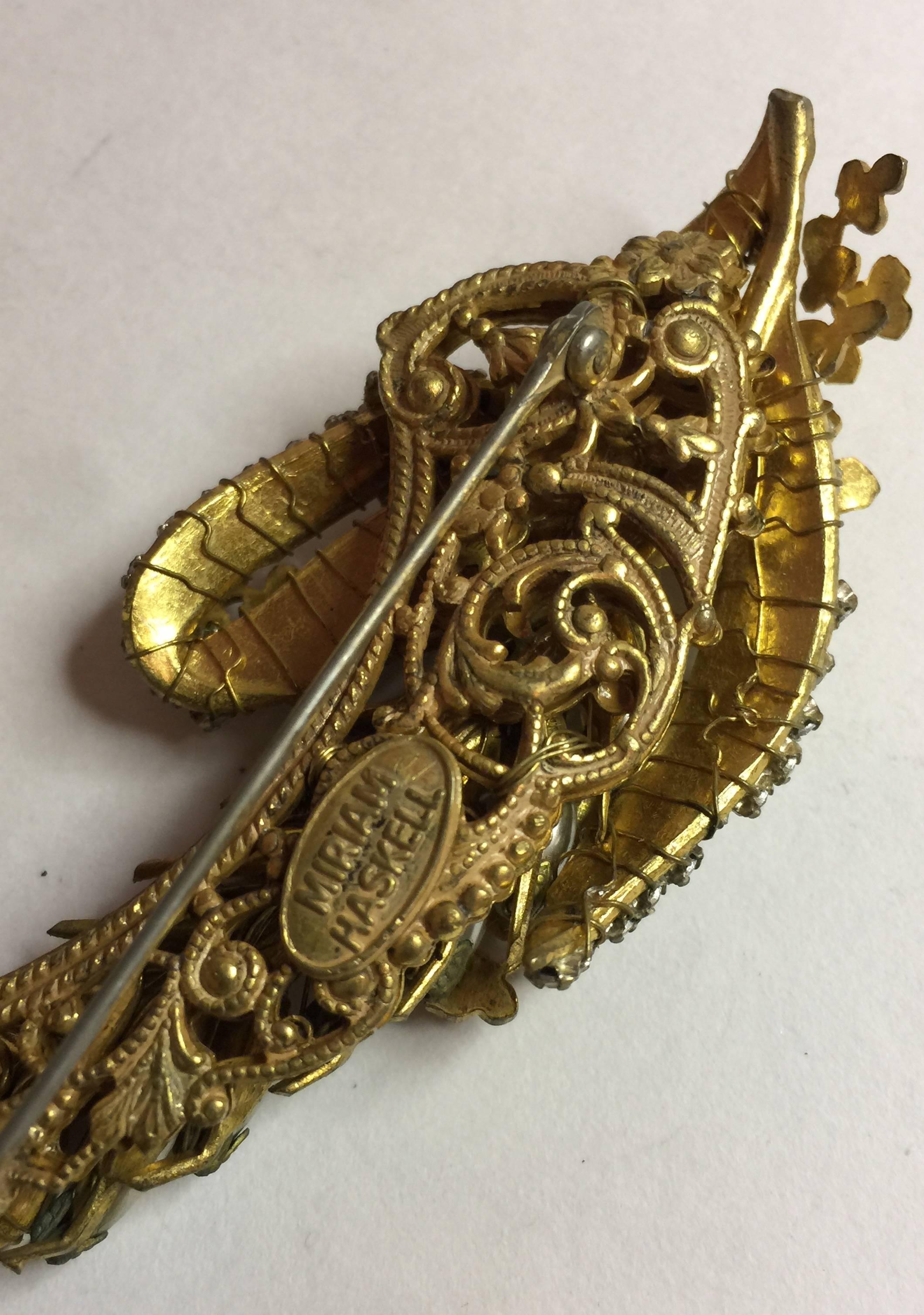 1950s Fine MIRIAM HASKELL Seed Pearl and Montee Elaborate DELPHINIUM Brooch Pin For Sale 2