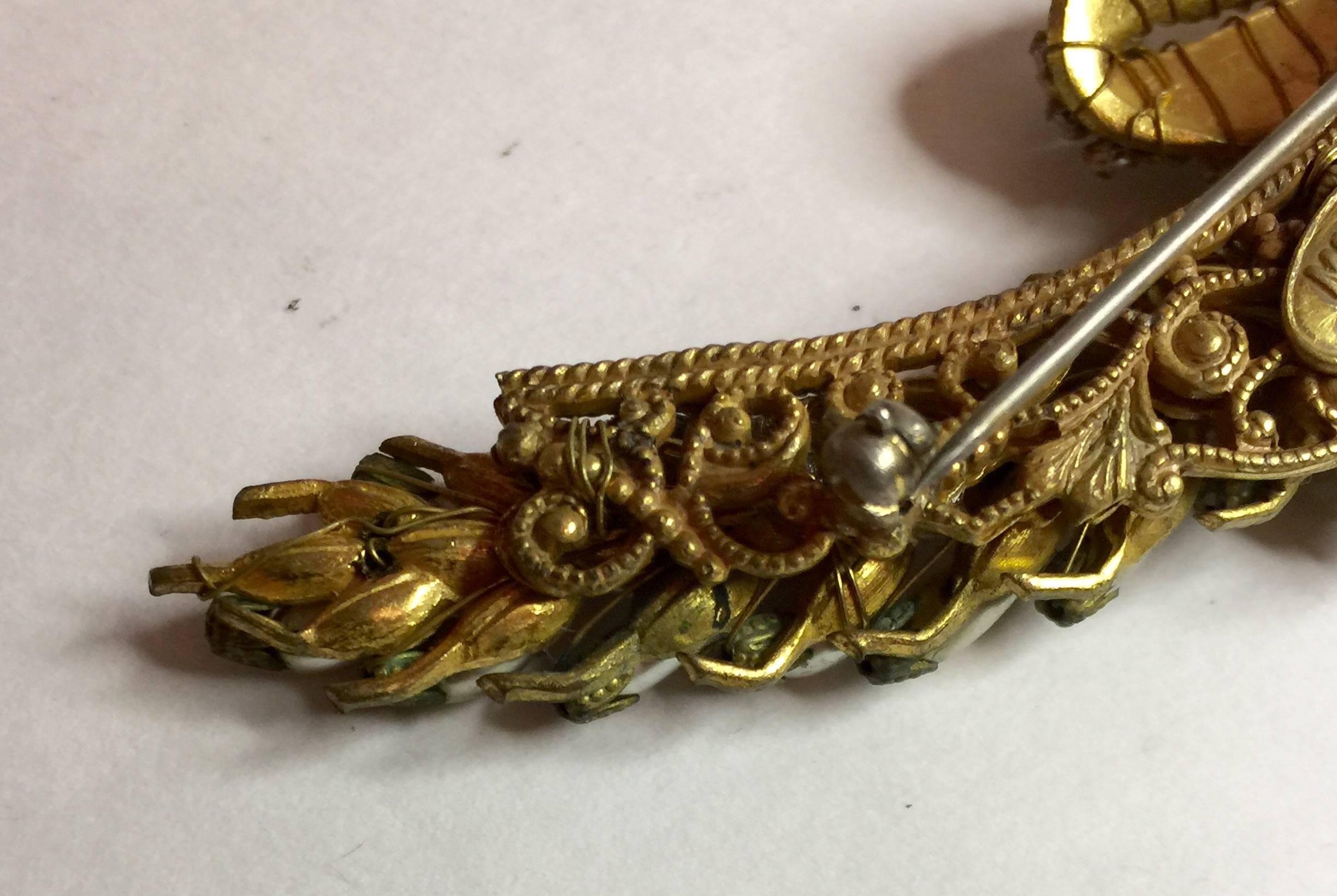 1950s Fine MIRIAM HASKELL Seed Pearl and Montee Elaborate DELPHINIUM Brooch Pin For Sale 3