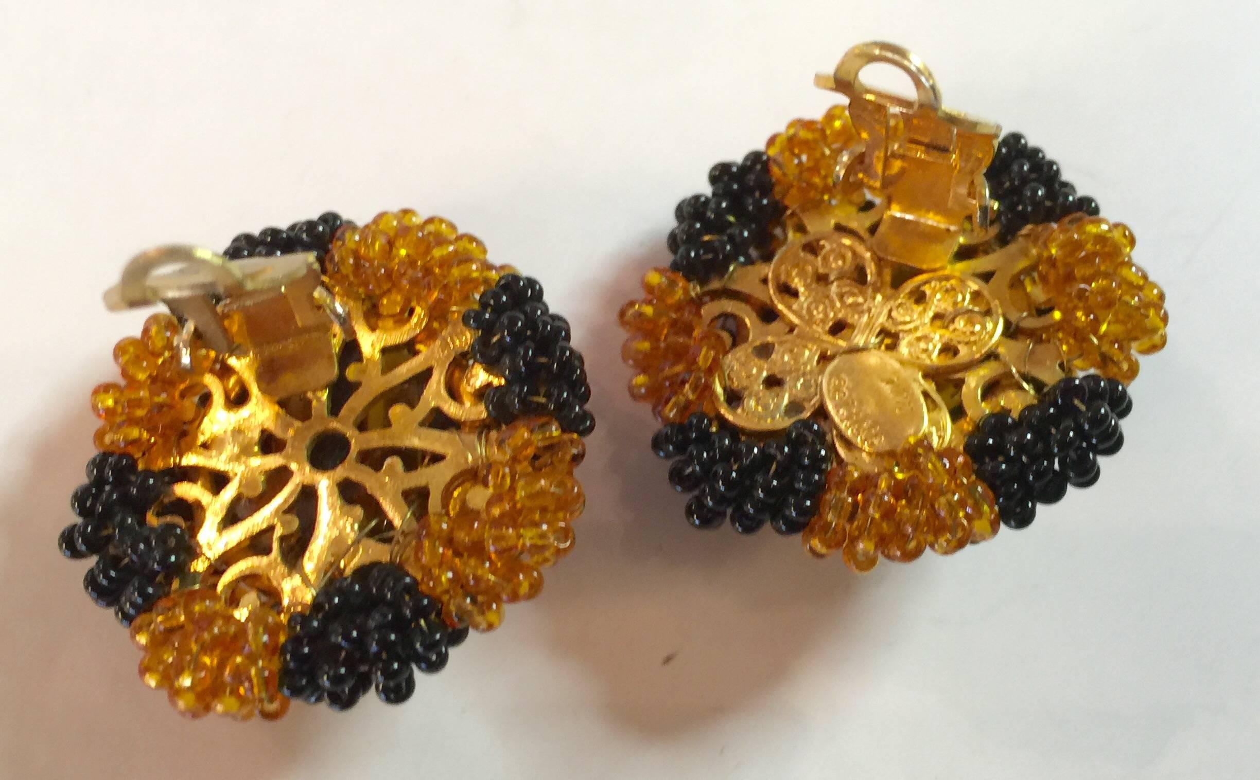 These lovely earrings by deLillo bear a strong ressemblance to the work of Miriam Haskell, whose company was connected to de Lillo by his business associate and partner Robert Clark who had a longstanding association with Haskell. William de Lillo's