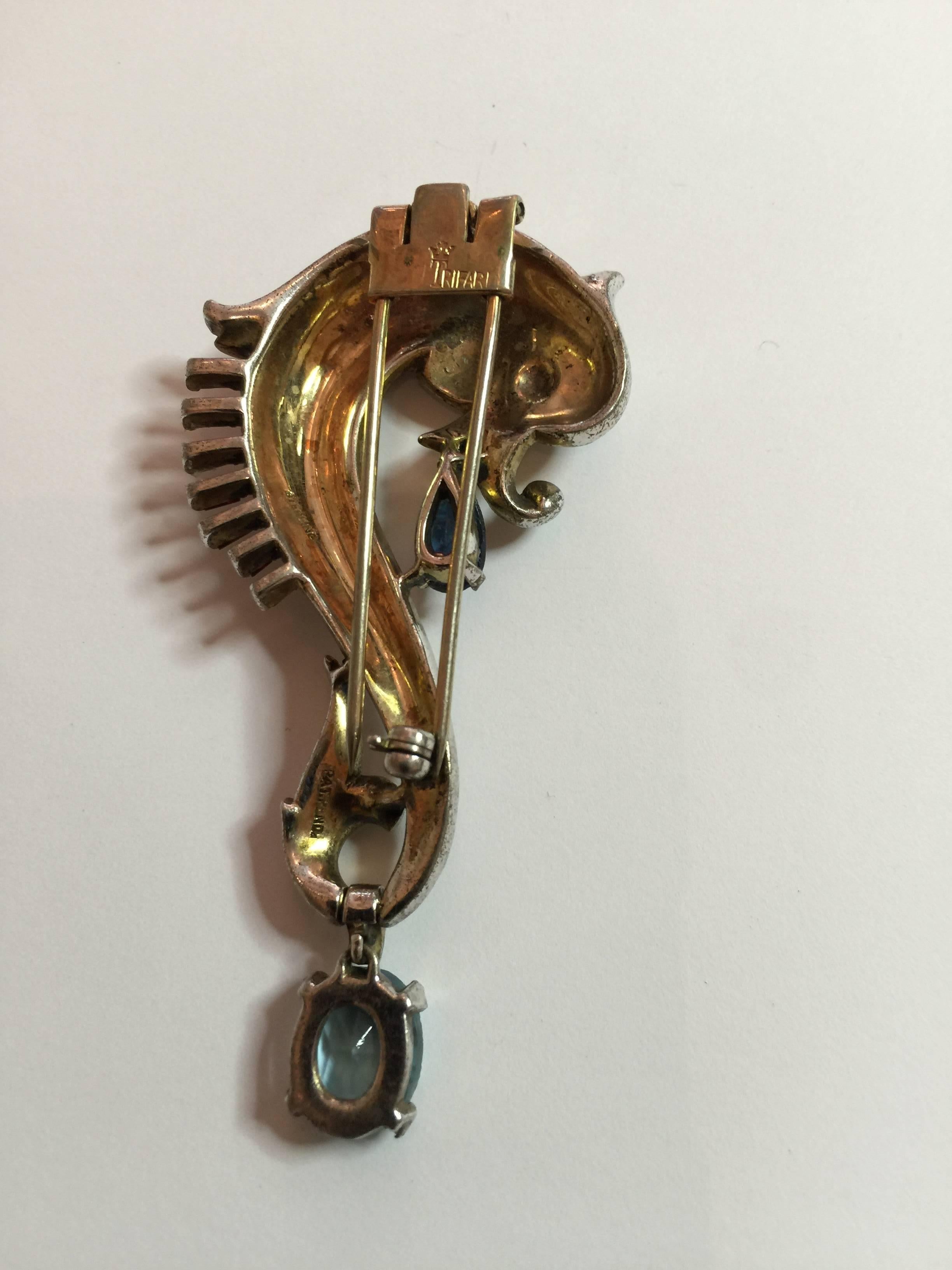 1940s TRIFARI Seahorse Dress Clip Brooch For Sale 2