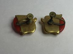 1940s Canadian Goldmetal and Bakelite Earrings CARVED