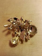 1950s HOLLYCRAFT Cherry and Blossom Pastel Enamel  Brooch Pin