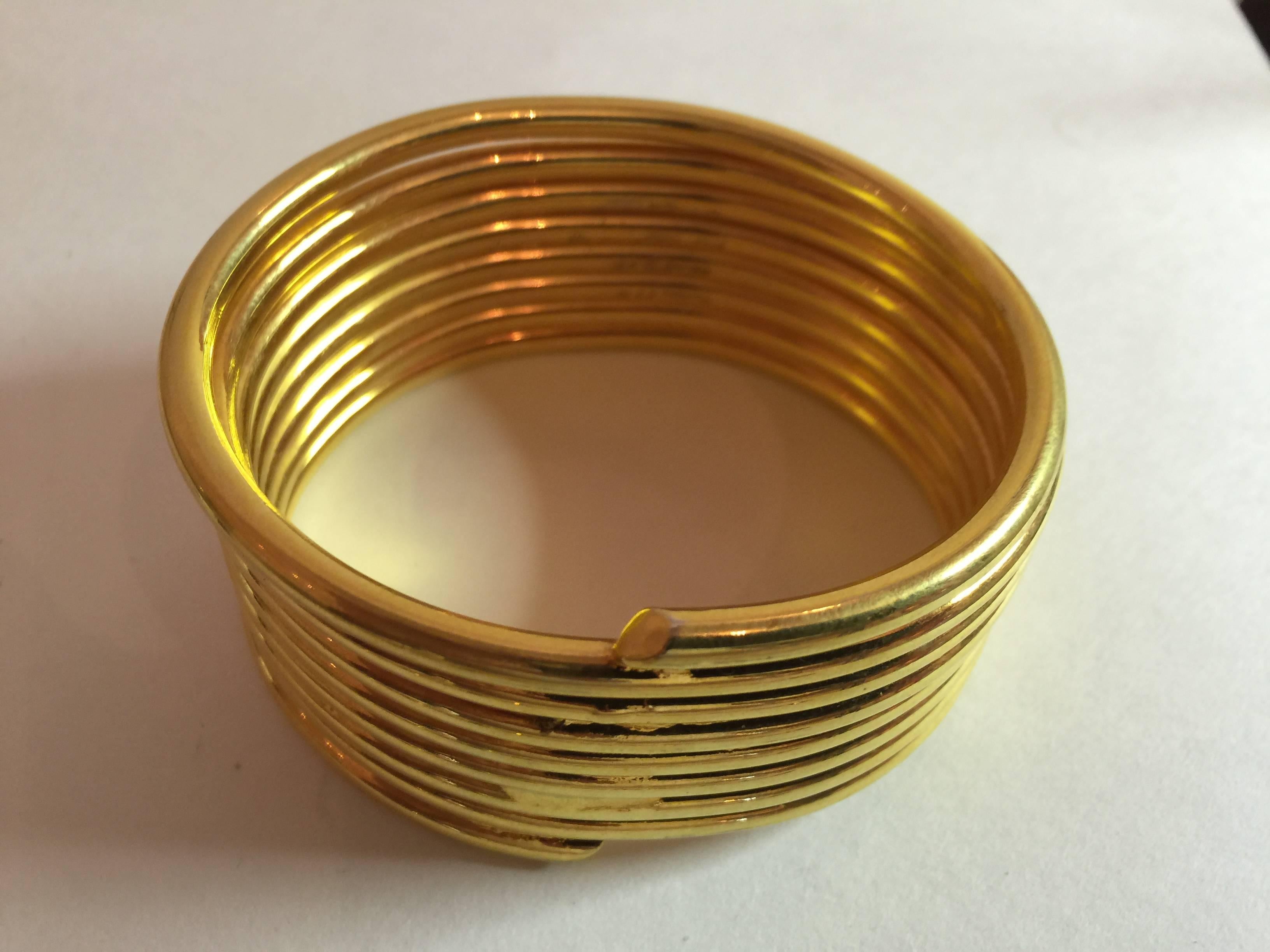 Women's 1980s MARTHA STURDY 24K Goldplated Coil Bracelet For Sale