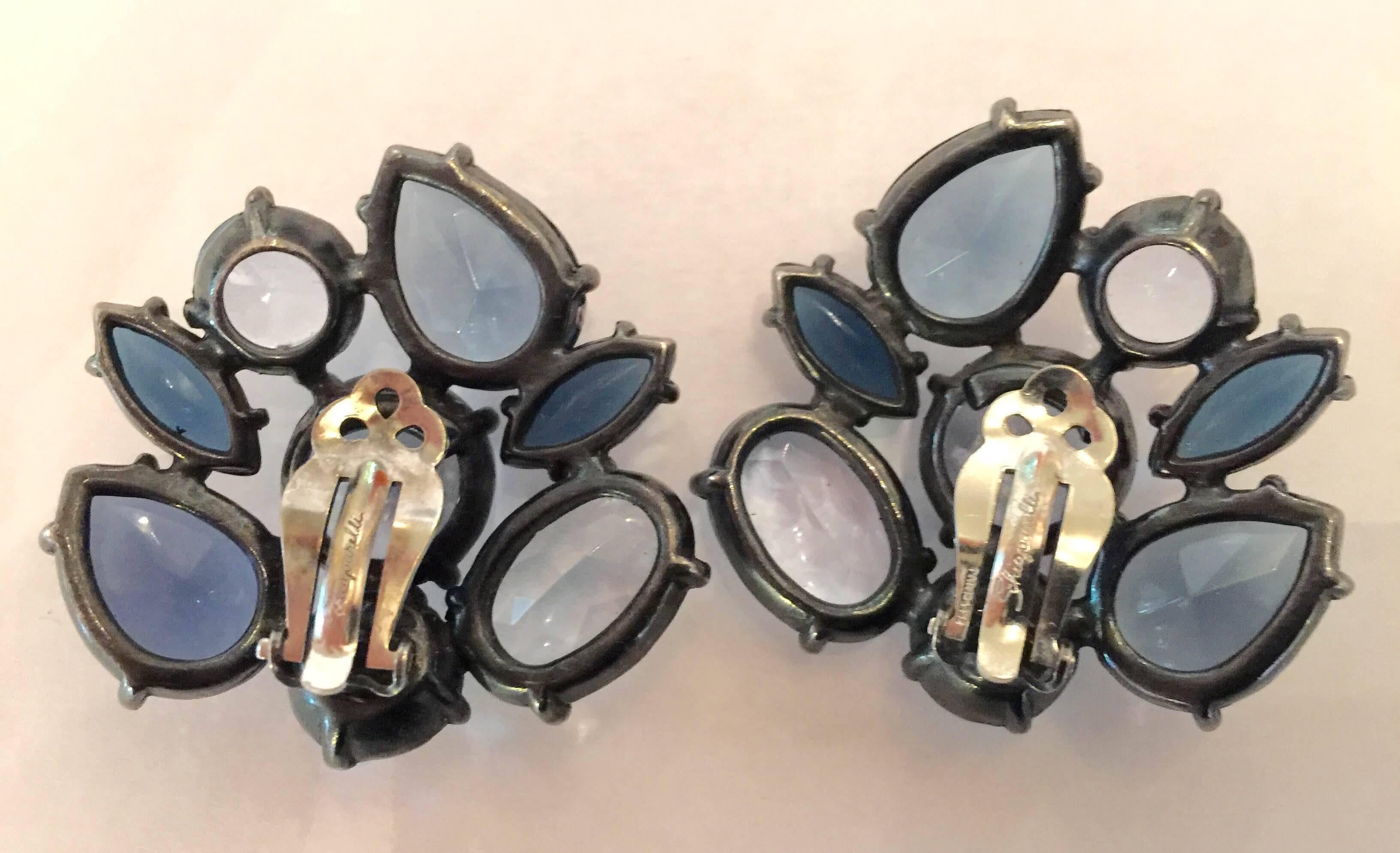 Magnificent Blues Schiaparelli Clip Earrings In Excellent Condition For Sale In Palm Springs, CA