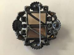 1950s Rare SCHIAPARELLI Triangular Stone Topaz Pearl Borealis Stone Brooch Pin